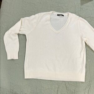 Women's Cream V-Neck cashmere